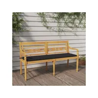 banc banquette de jardin batavia avec coussin - mobilier de jardin anthracite 150 cm bois de teck massif meuble pro frco55028