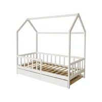 lit cabane enfant avec tiroir paloma -  90 x 190 cm - blanc