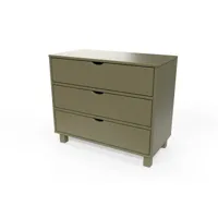 commode bois 3 tiroirs cube  taupe comcub-t