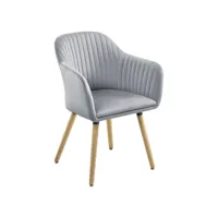 fauteuil lounge chaise rembourrée avec accoudoirs 83 cm gris helloshop26 03_0005005