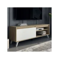 meuble tv 1 porte 100 cm chêne-blanc - rosa - l 100 x l 40 x h 50 cm