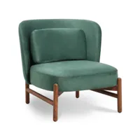 fauteuil rembourré en velours et bois - brina vert foncé