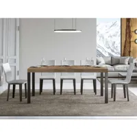 table rectangulaire extensible 6 à 14 personnes l 180 à 284cm bois clair et métal anthracite evy