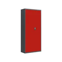 classeur, armoire de bureau anthracite et rouge 90x40x200 cm acier lpw8076 meuble pro