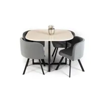 ensemble table et 4 chaises design bois et métal jonace