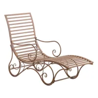 chaise longue pour jardin amiens en fer forgé , marron antique