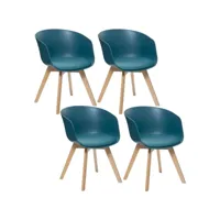 lot de 4 fauteuils  de table baya - bleu canard