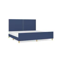 cadre de lit avec tête de lit bleu 200 x 200 cm tissu