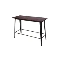 table haute de bar hwc-h10, design industriel, bois d'orme, standards mvg, 106x147x60 cm, vintage noir-marron
