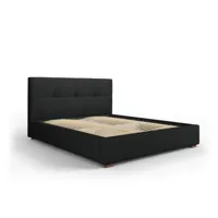 lit coffre avec tête de lit sage 160x200cm, noir, tissu structurel