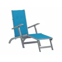 chaise de terrasse avec repose-pied et coussin acacia solide 18