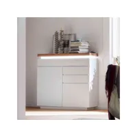 commode 2 portes 3 tiroirs en bois blanc avec éclairage led - co16017