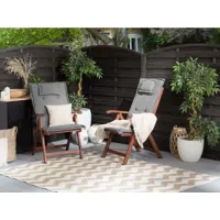 lot de 2 chaises de jardin avec coussins gris graphite toscana 230724