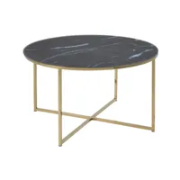 boboxs table basse ronde anatole effet marbre et pieds or noir