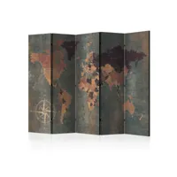 paravent - room divider – map in browns and greys [225x172]