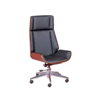 chaise de bureau en bois de noyer et recouverte de simili cuir - nordic s , noir , réglable silla278