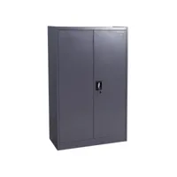 armoire à dossiers hwc-h17, armoire de bureau en acier, 2 portes verrouillables métal ~ 140x90x40cm gris foncé