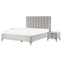 ensemble de chambre en velours gris clair avec lit coffre 160 x 200 cm sezanne 249643