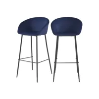 chaise de bar marquise bleue h75cm (lot de 2)