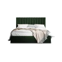 rosario - lit coffre - 140x200 - sommier inclus - en velours - best mobilier - vert
