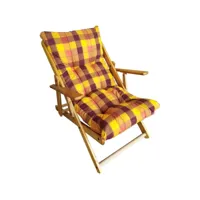fauteuil pliant en bois 3 positions - coussin jaune