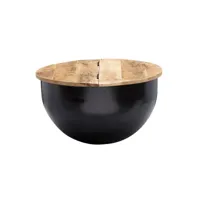 finebuy table basse mango en bois massif  metal noir 60 x 34 x 60 cm  table d'appoint de style moderne  table de salon avec espace de stockage rond
