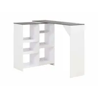 table haute mange debout bar bistrot avec tablette amovible blanc 138 cm helloshop26 0902047