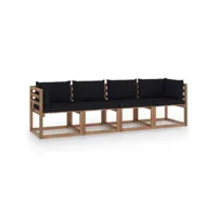 canapé fixe 4 places palette de jardin  sofa banquette de jardin avec coussins pin imprégné meuble pro frco96922