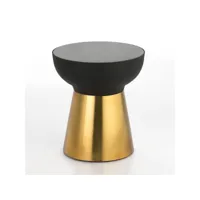 table d'appoint ronde granit noir et métal doré alex