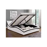 cadre de lit en simili blanc avec coffre et led intégrées 160x200 cm camden