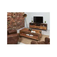 meuble tv industriel 180 cm en bois de manguier massif panama