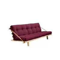 banquette futon jump en pin massif coloris bordeaux couchage 130 cm. 20100886861