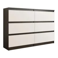 trogir - commode contemporaine chambre salon bureau - 120x30x76 - 6 tiroirs - meuble de rangement scandinave - dressing moderne - wenge/blanc
