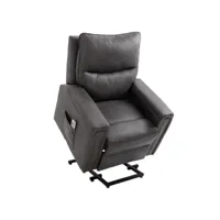 fauteuil releveur de massage électrique fauteuil de relaxation inclinable avec repose-pied télécommande revêtement synthétique tissu 86 x 92,5 x 104 gris