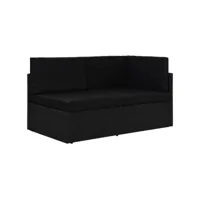 canapé fixe 2 places sectionnel  canapé scandinave sofa résine tressée noir meuble pro frco91667