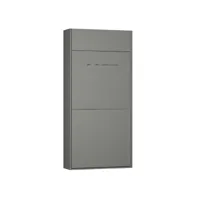 lit escamotable studio gris graphite mat couchage 90*200 cm ouverture assistée et pied automatique 20100889845