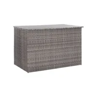 coffre boîte meuble de jardin rangement gris 150 x 100 x 100 cm résine tressée helloshop26 02_0013085