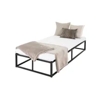 cadre de lit en acier sommier à lattes noir moderne chambre à coucher 90x200 cm