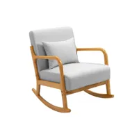 nordlys - rocking chair chaise a bascule scandinave tissu hevea gris