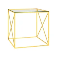table basse table de salon  bout de canapé doré 55x55x55 cm acier inoxydable et verre meuble pro frco22548