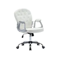 chaise de bureau pivotante blanc similicuir