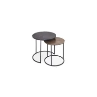 tables d'appoint gigognes rondes en métal bicolore collection marguerite. meuble style industriel