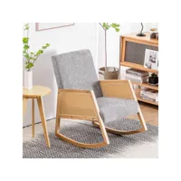 fauteuil rocking-chair 57 x 80 x 90 cm gris et bois