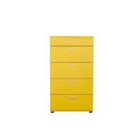 commode 5 tiroirs couleur jaune poignées chromées 60x44xh.108 cm