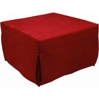 pouf convertible en lit, en tissu capitonné, filet et matelas inclus, cm 75x75h42 cm, couleur rouge 8052773815178