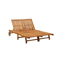 transat chaise longue bain de soleil lit de jardin terrasse meuble d'extérieur 2 places bois d'acacia massif helloshop26 02_0012238