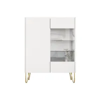 cali - vitrine - effet marbre - 97x122 cm - best mobilier - blanc et doré