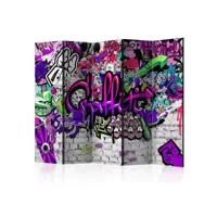 paris prix - paravent 5 volets purple graffiti 172x225cm