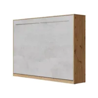 armoire lit escamotable 140x200cm supérieur horizontal lit rabattable lit mural chêne sauvage/béton