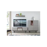 ensemble meuble tv, buffet haut et étagère mural inox gris 150 cm azura-43803